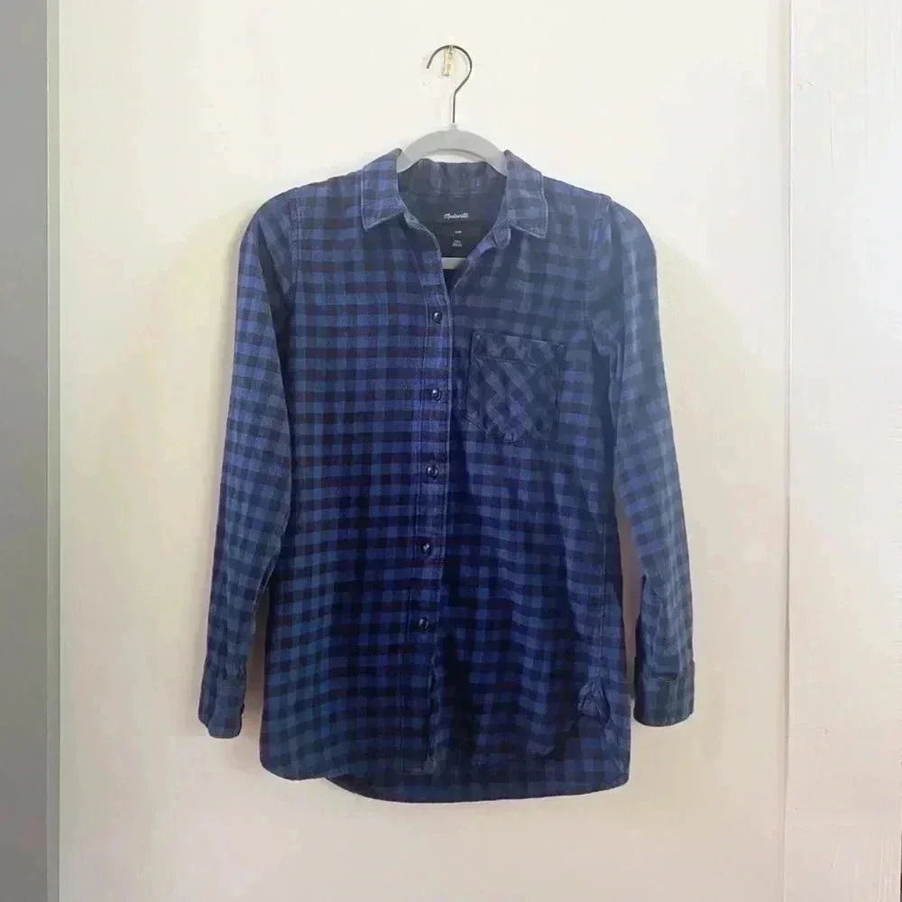 Madewell blue Buffalo plaid top